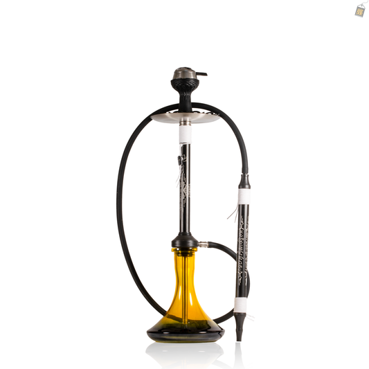 El Bomber Titan Hookah - White Stem / Yellow Base