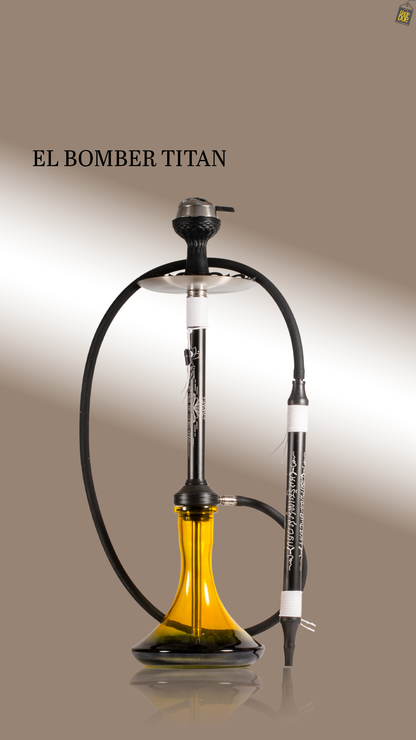 El Bomber Titan Hookah - White Stem / Yellow Base