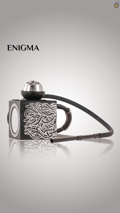 Enigma Acrylic Box Hookah - Black / Silver