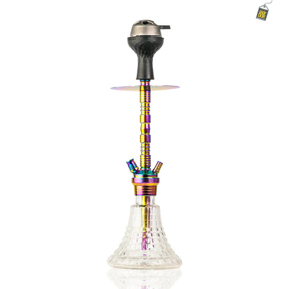 Fighter Hookah R4 - Rainbow Stem / Transparent Checker Base