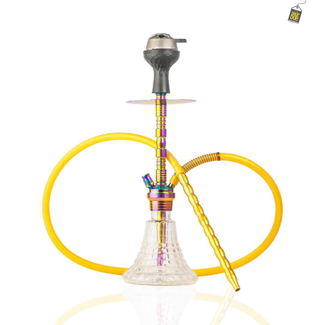 Fighter Hookah R4 - Rainbow Stem / Transparent Checker Base