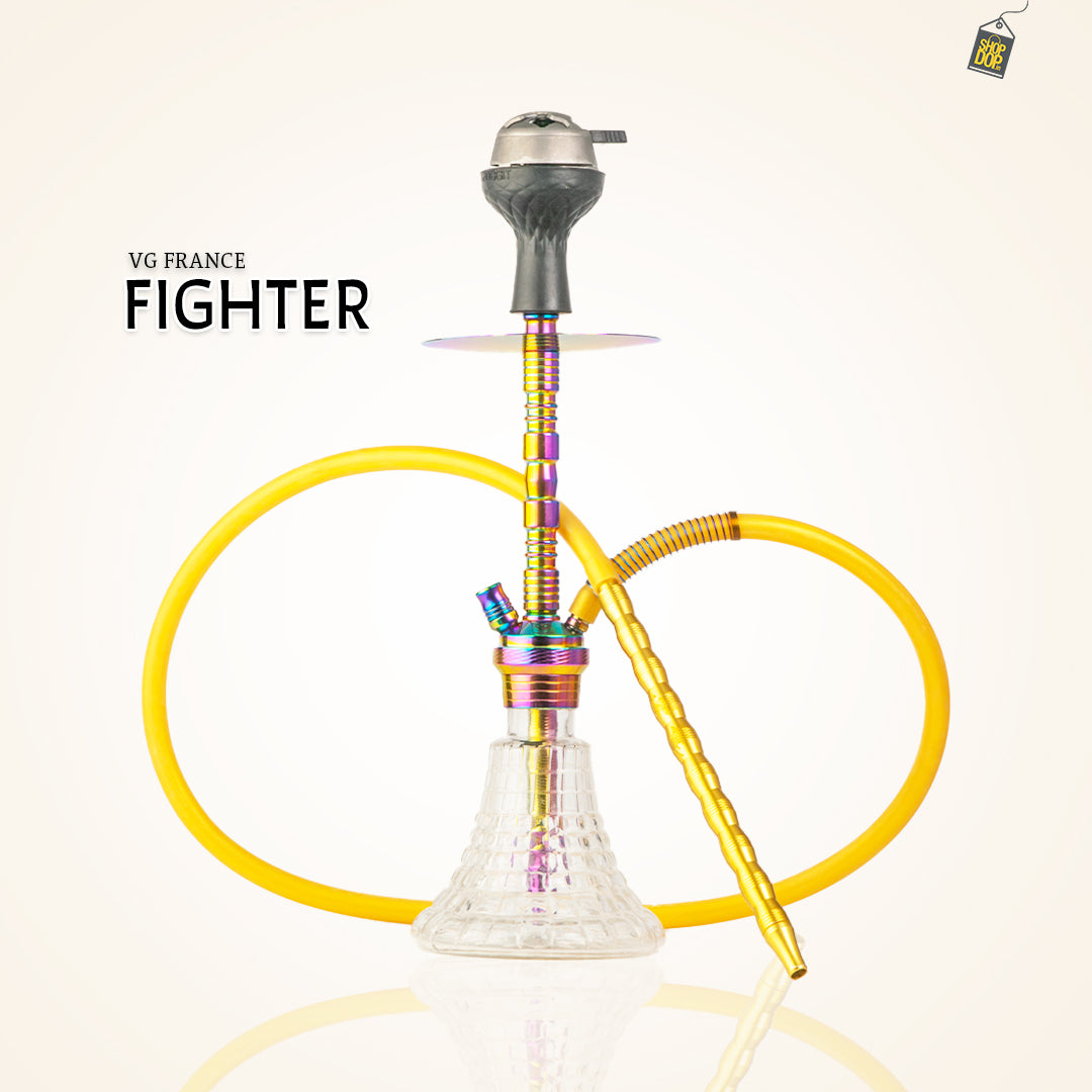 Fighter Hookah R4 - Rainbow Stem / Transparent Checker Base