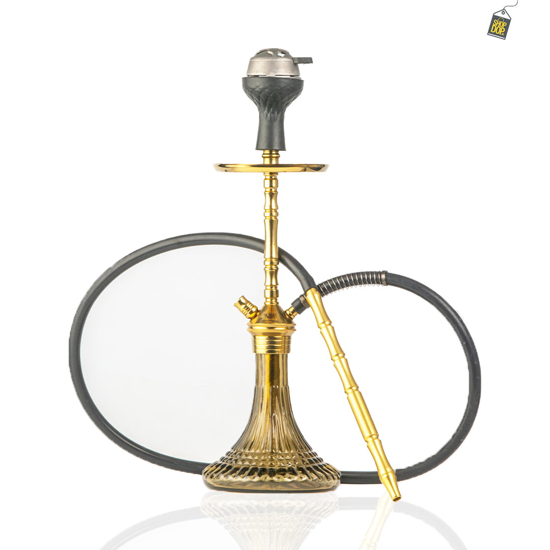 Fighter Hookah L3 - Gold Stem / Grey Line Base