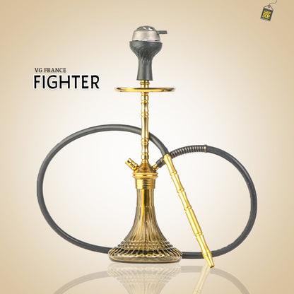 Fighter Hookah L3 - Gold Stem / Grey Line Base