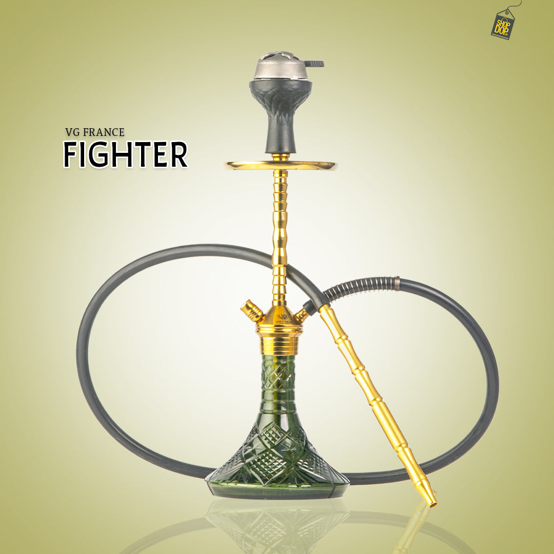 Fighter Ladder Hookah - Gold Stem / Black Base