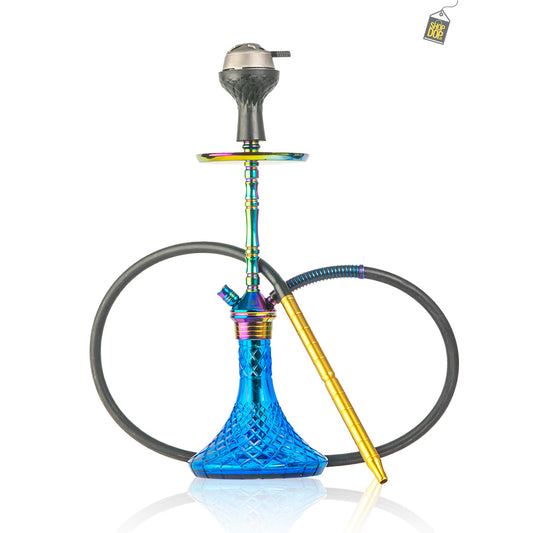 Fighter Hookah L3 - Rainbow Stem / Blue Line Base
