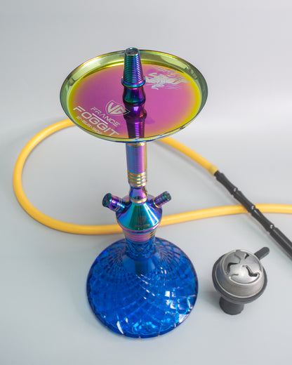 Fighter Hookah - Rainbow Stem / Blue Base