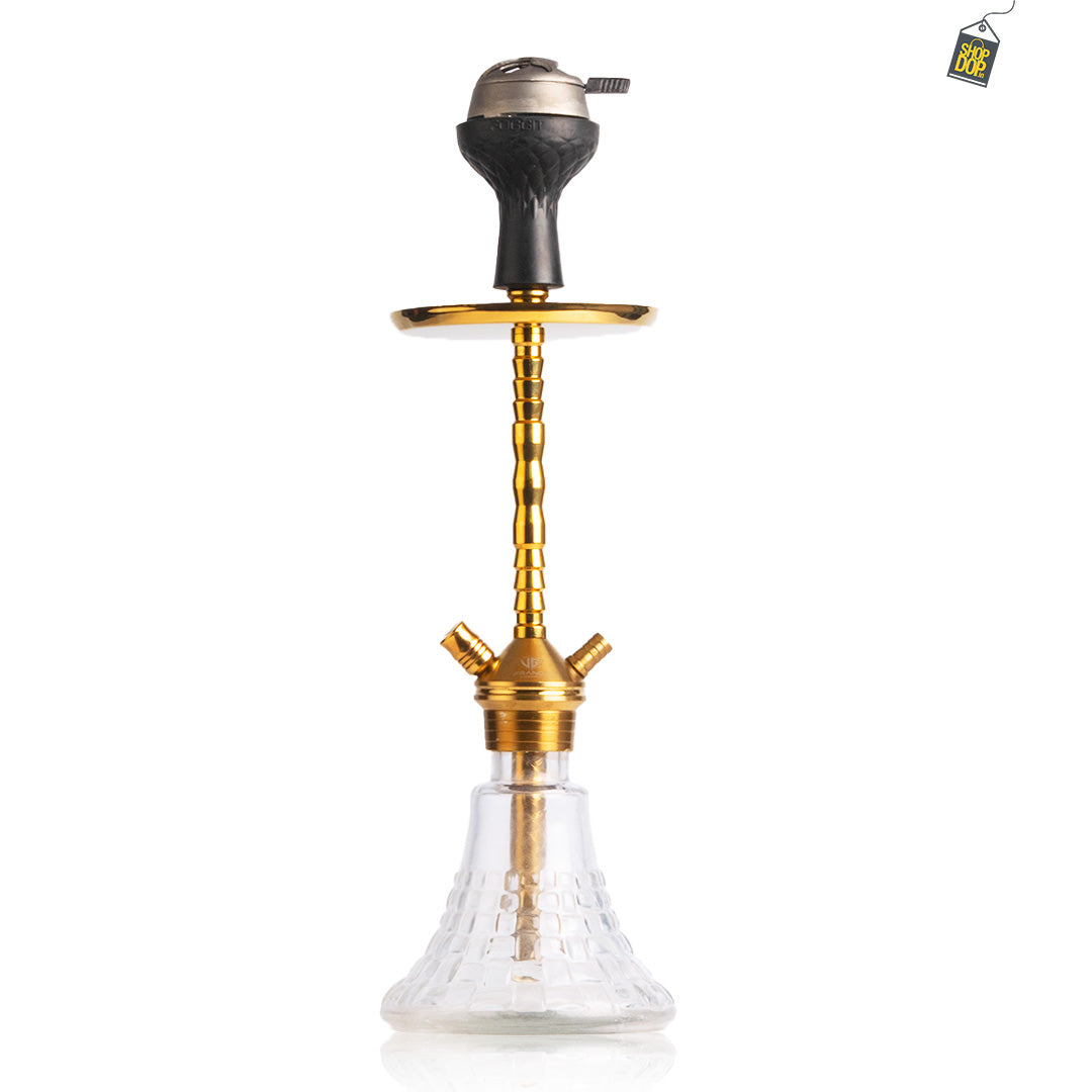 Fighter Ladder Hookah - Gold Stem / Transparent Base