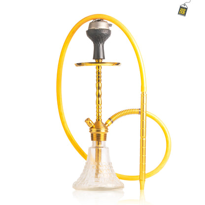 Fighter Ladder Hookah - Gold Stem / Transparent Base