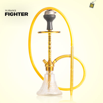 Fighter Ladder Hookah - Gold Stem / Transparent Base