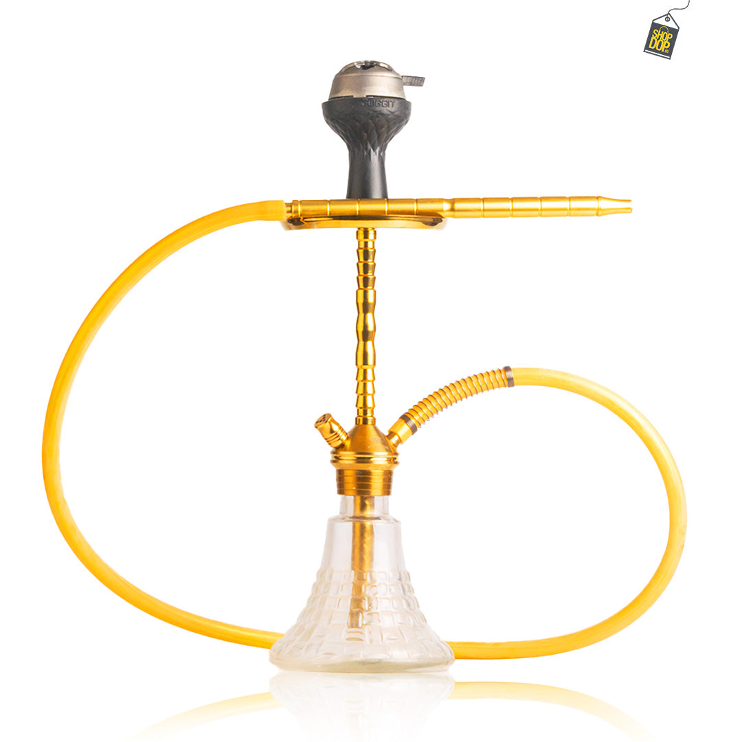 Fighter Ladder Hookah - Gold Stem / Transparent Base