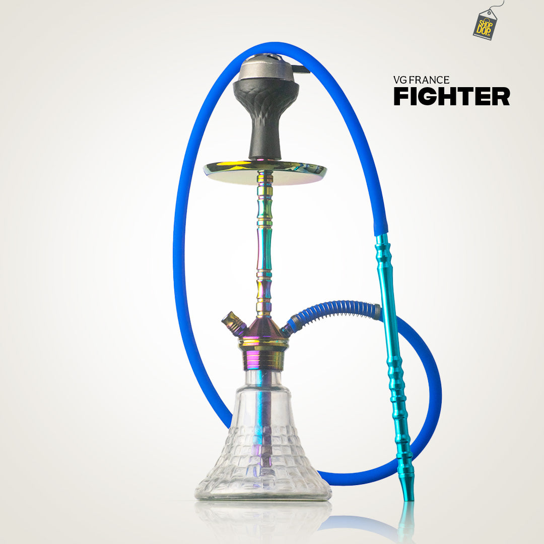 Fighter Hookah L3 - Rainbow Stem / Transparent Base