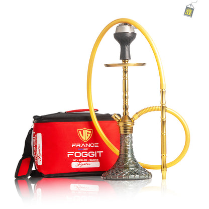 Fighter 2.0 Hookah R2 with Bag - Gold Stem / Grey Line Base