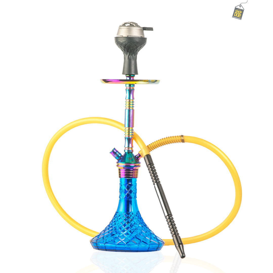 Fighter Hookah - Rainbow Stem / Blue Base