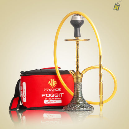 Fighter 2.0 Hookah R2 with Bag - Gold Stem / Grey Line Base