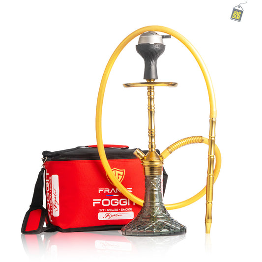 Fighter 2.0 Hookah L3 with Bag - Gold Stem / Grey Base