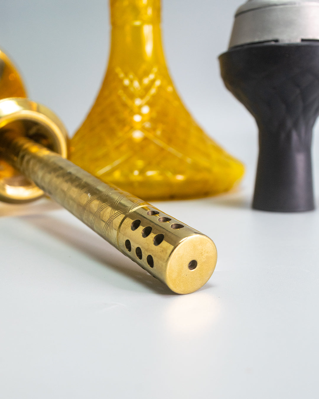 Fighter Hookah - Gold Stem / Amber Base