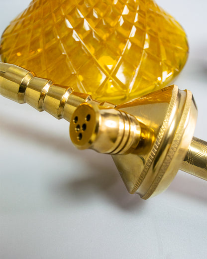 Fighter Hookah - Gold Stem / Amber Base