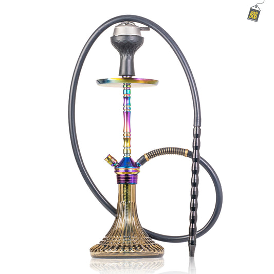 Fighter Hookah L3 - Rainbow Stem / Grey Line Base