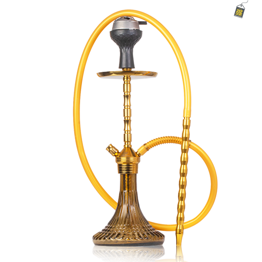 Fighter Hookah L5 - Golden Stem / Grey Line Base