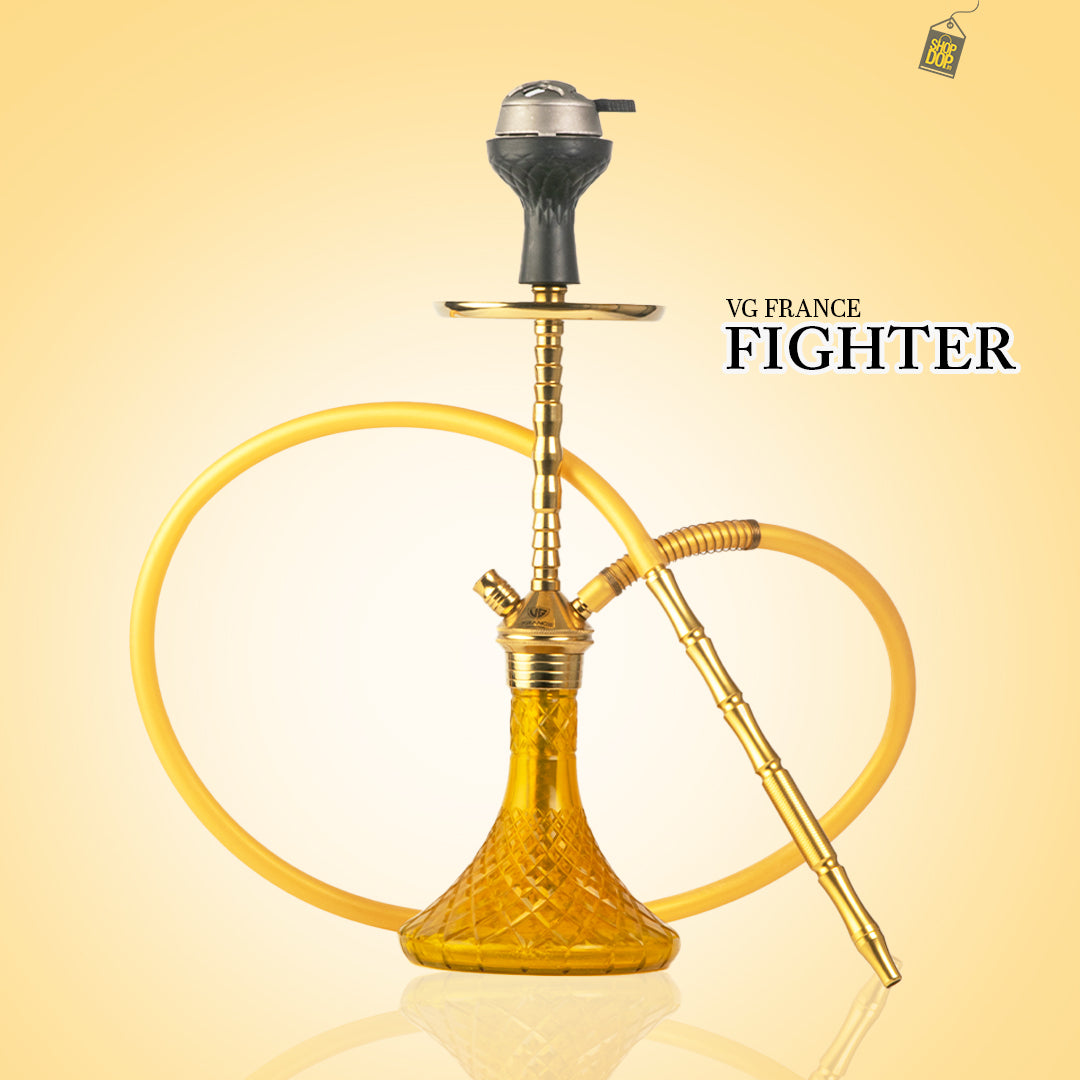 Fighter Hookah - Gold Stem / Amber Base