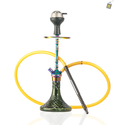 Fighter Hookah - Rainbow Stem / Green Base