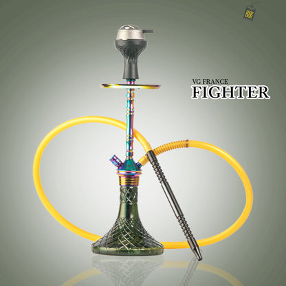 Fighter Hookah - Rainbow Stem / Green Base