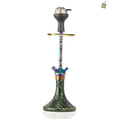 Fighter Hookah - Rainbow Stem / Green Base