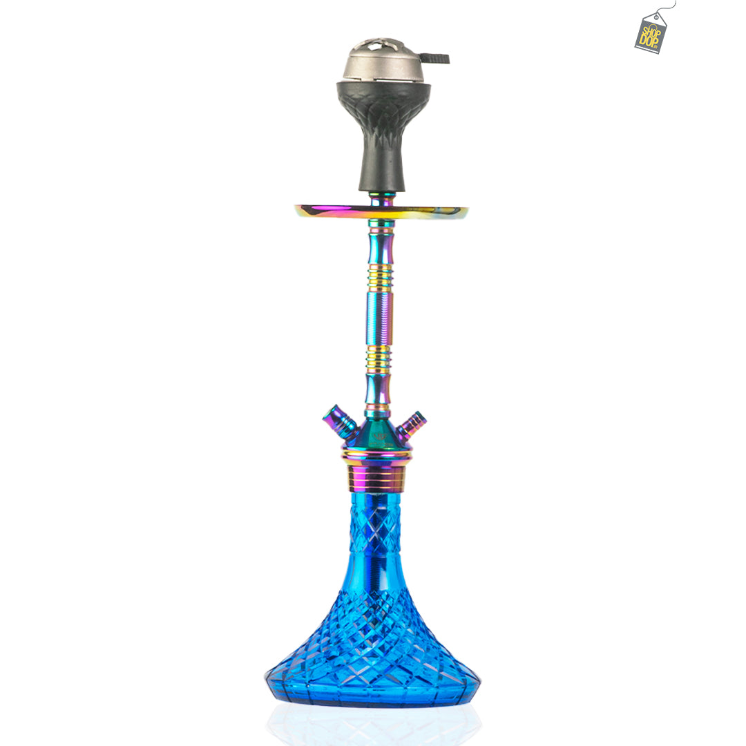 Fighter Hookah - Rainbow Stem / Blue Base