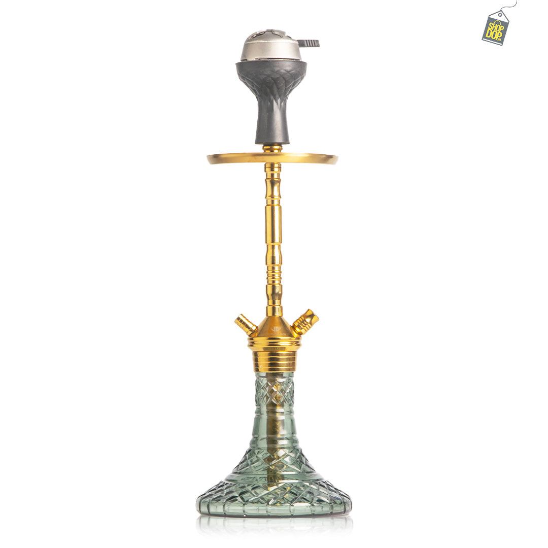 Fighter 2.0 Hookah R2 with Bag - Gold Stem / Grey Line Base