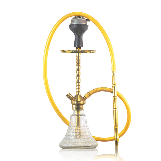 Fighter Ladder Hookah - Gold Stem / Transparent Base