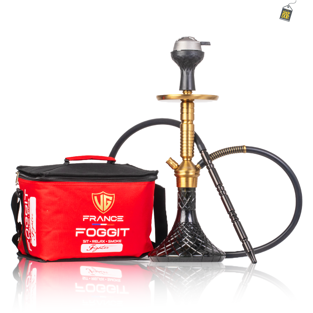 VG Joe Heygan Hookah with Bag - Gold Stem / CGB Black Base