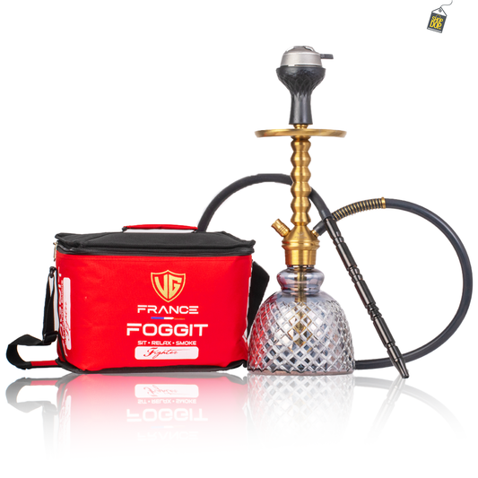 VG Joe Ladder Hookah with Bag - Gold Stem / Tomb Base