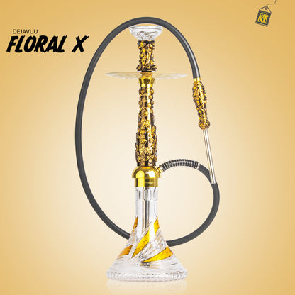 Floral X Hookah - Gold