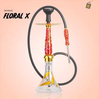 Floral X Hookah - Red