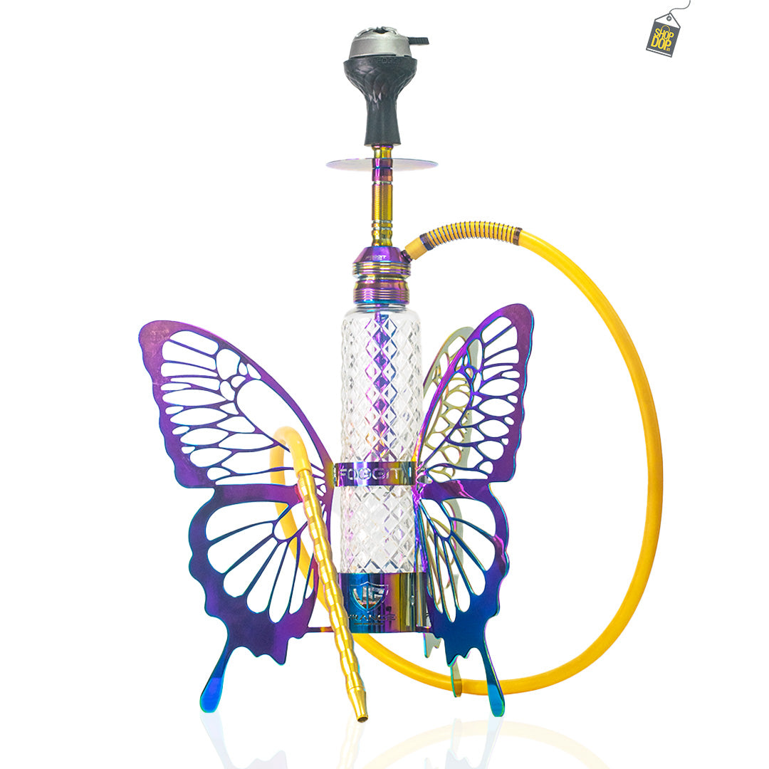 VG France Butterfly Hookah with 3 Bags (LED & Remote) - Rainbow