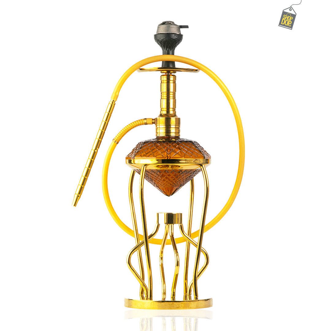 Gemstone Hookah - Gold Stem (Amber Base)