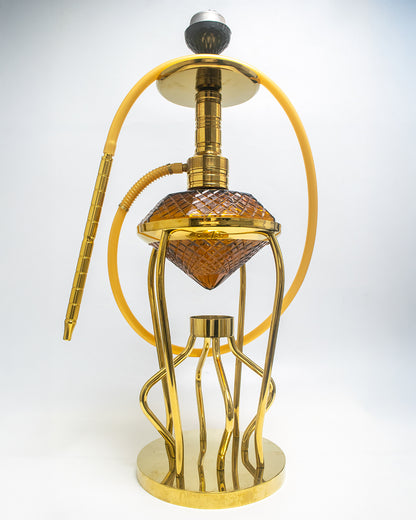 Gemstone Hookah - Gold Stem (Amber Base)