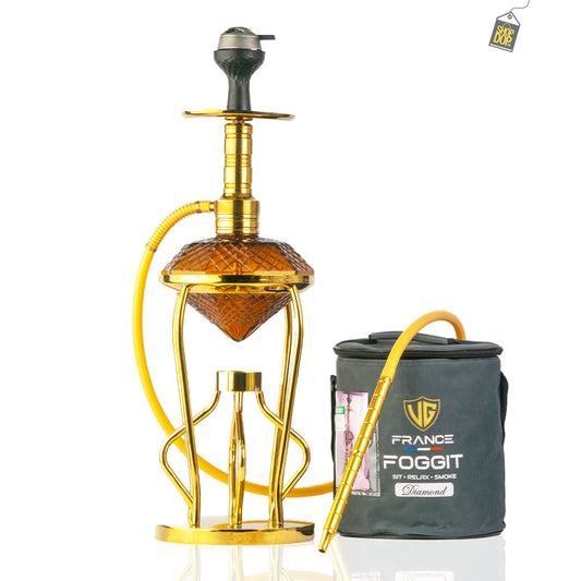 Gemstone Hookah - Gold Stem (Amber Base)