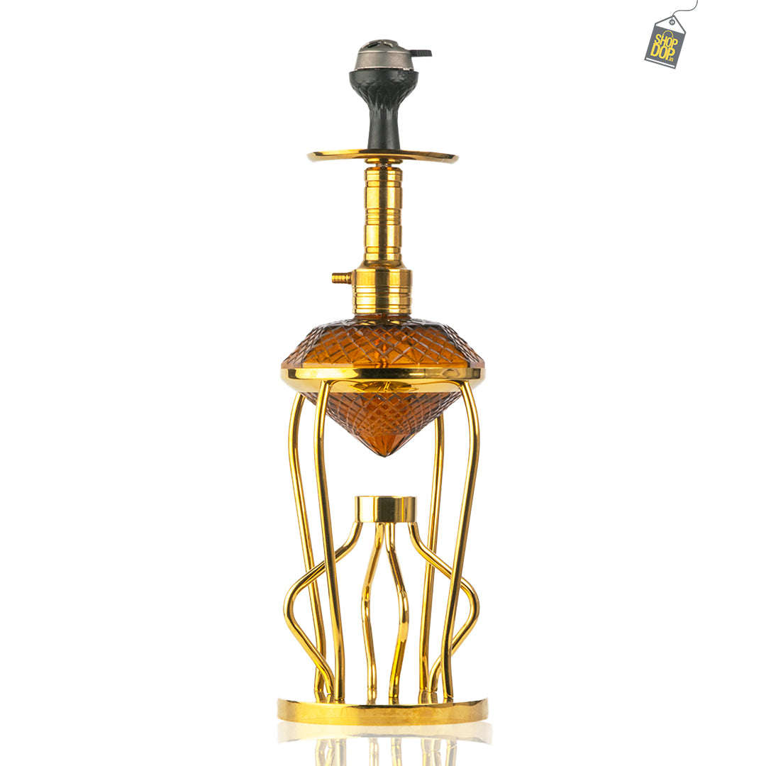 Gemstone Hookah - Gold Stem (Amber Base)