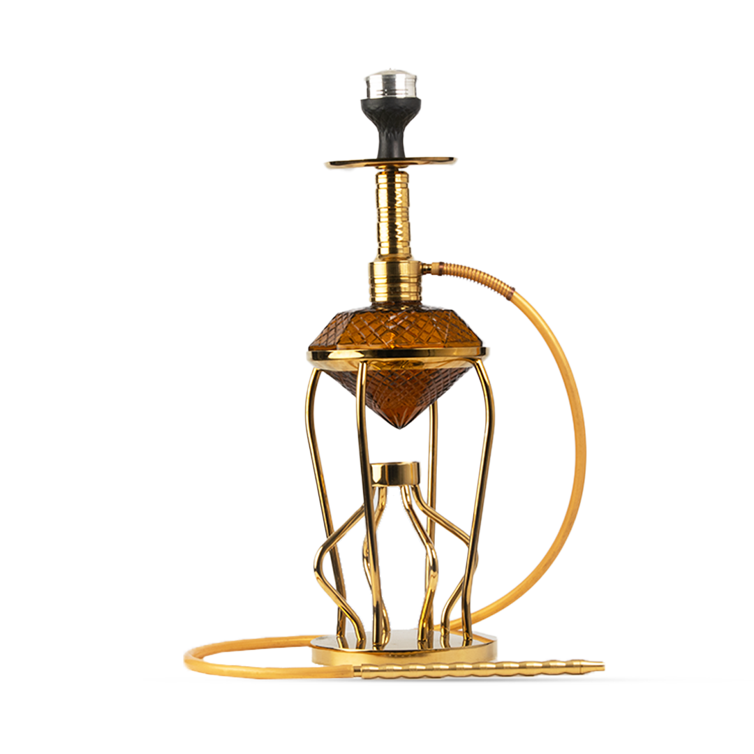 Gemstone Hookah - Gold Stem (Amber Base)