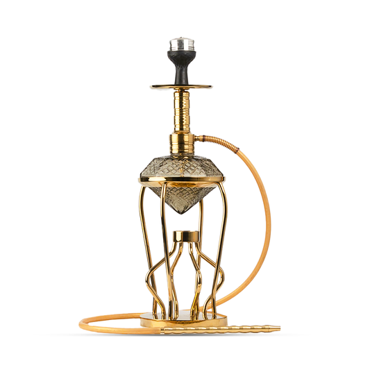 Gemstone Hookah - Gold Stem (Grey Base)