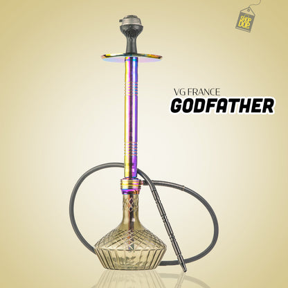 Godfather Hookah - Rainbow Stem/Cut Glass Base