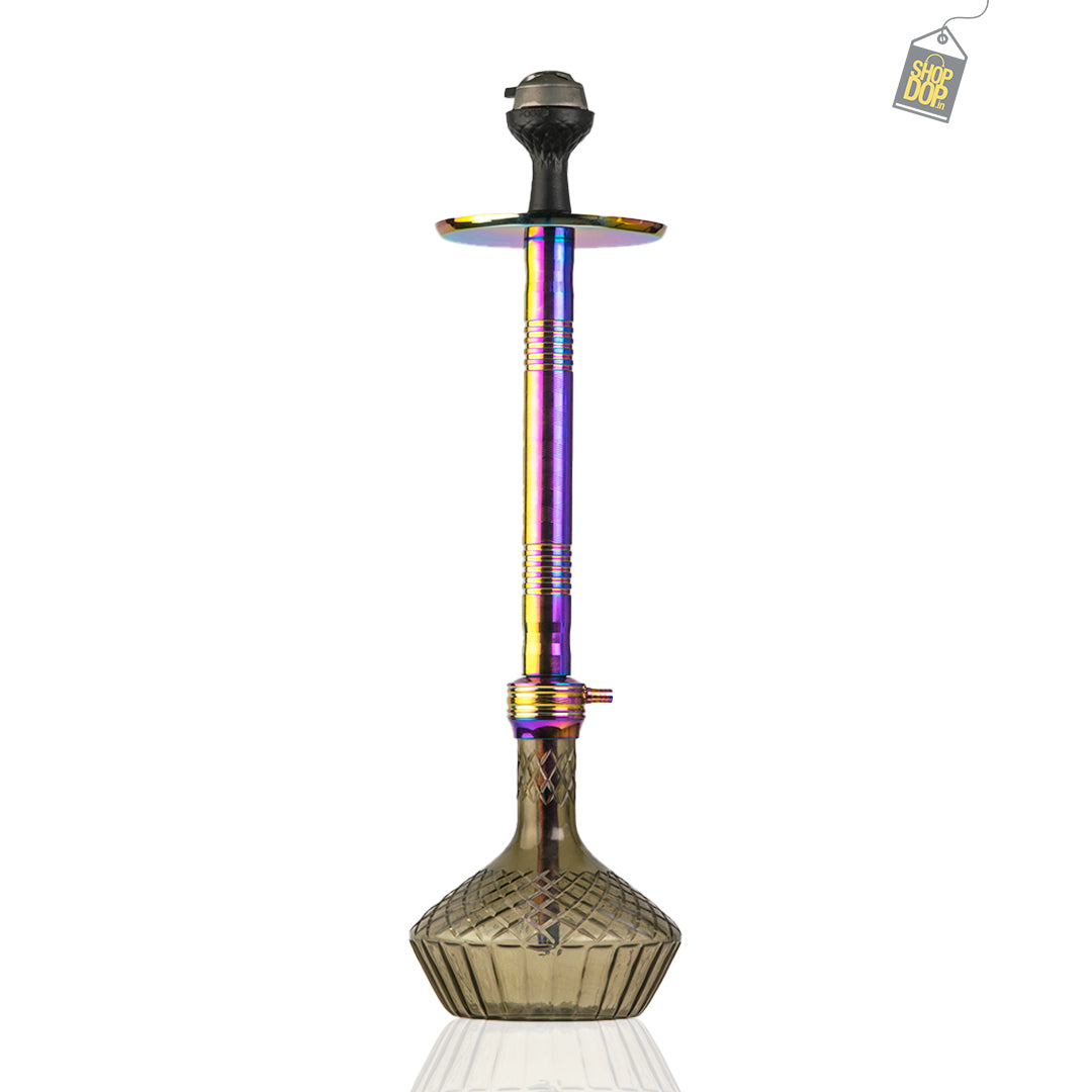 Godfather Hookah - Rainbow Stem/Cut Glass Base