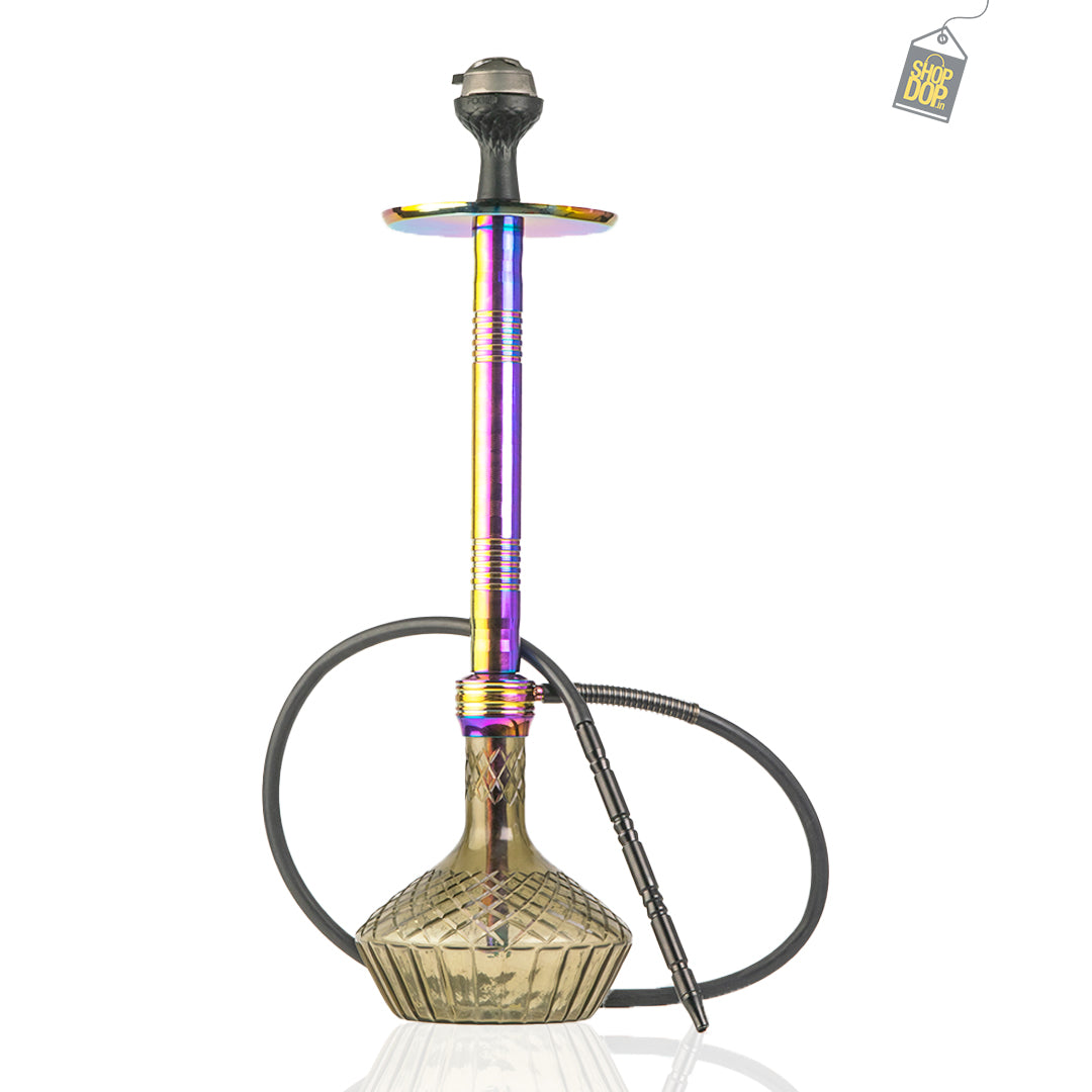 Godfather Hookah - Rainbow Stem/Cut Glass Base