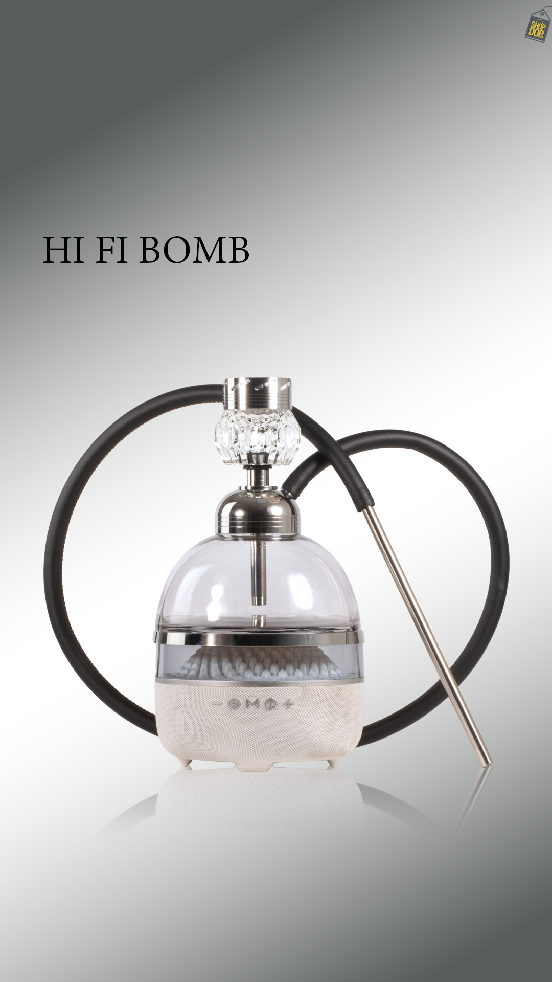 Hi Fi Bomb Hookah with LED and Bluetooth Speaker - Silver