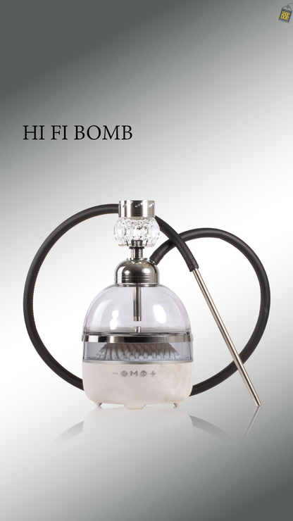 Hi Fi Bomb Hookah with LED and Bluetooth Speaker - Silver