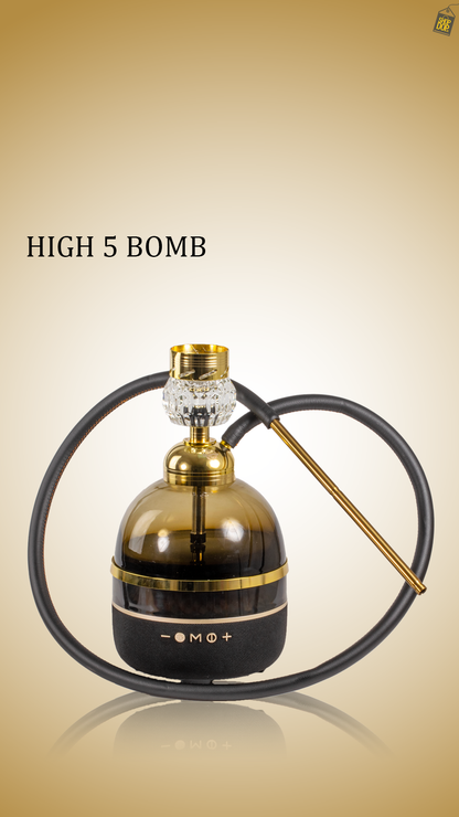 Hi Fi Bomb Hookah with LED and Bluetooth Speaker - Gold