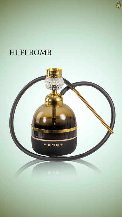 Hi Fi Bomb Hookah with LED and Bluetooth Speaker - Gold