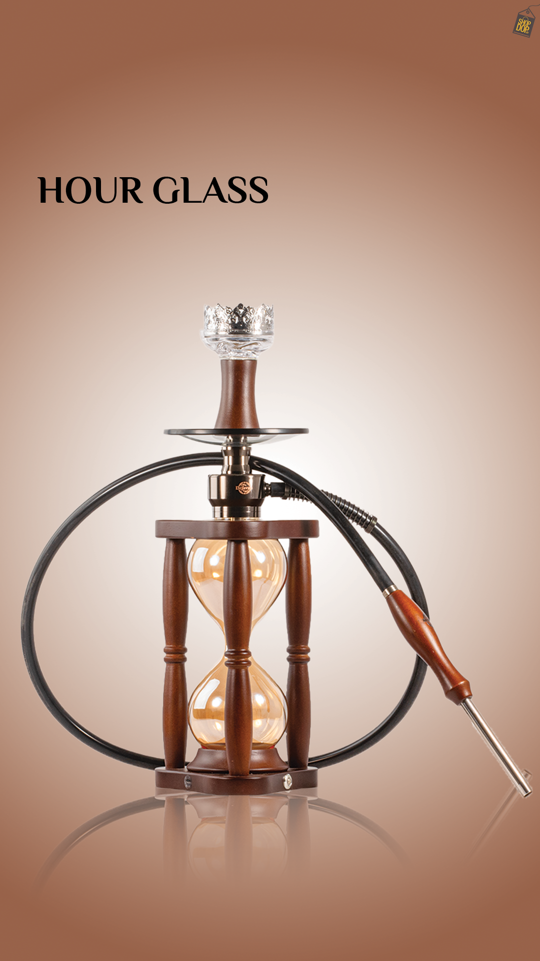 Hour Glass Hookah with LED Light - Dark Brown